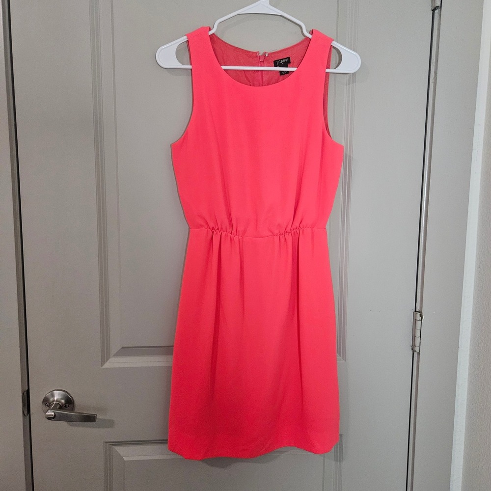 J.Crew Coral Pink Sleeveless Elastic Waist Mini Dress 67725‎ Womens Size 0